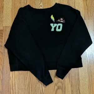 Fun black sweatshirt with patches